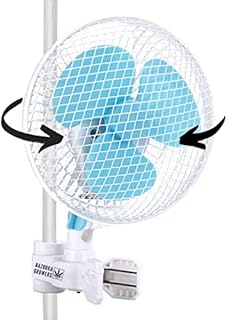 Bazooka Growers Oscillating 6 Inch Grow Tent Fan with Grip Clip Fits 0.5”-1.2” Grow Tent Poles with 2 Speeds and Oscillation Feature (Blue/White)