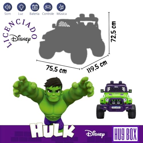Carro Elétrico Jipe Off Road Hulk 12V de Autonomia ou Controle Remoto Para Crianças Com Som de Buzin