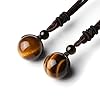 JSDDE Healing Crystal Round Stone Bead Pendant, Natural Gemstone Necklace for Men Women (Tiger Eye) #2
