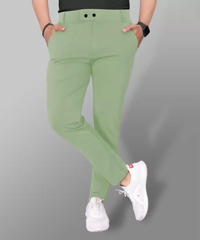 Image of Men's Stylish Slim Fit Lycra Blend Trousers - Pack of 2 (Combo) Formal Pants for Men | Stretchable Regular Office Formal Wear | Comfortable Solid Casual, Business, and Work Trousers for Men
