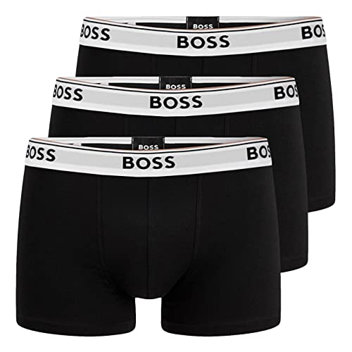 BOSS 3er Pack Herren Trunks Power Boxer Boxershorts Unterhosen Cotton Stretch, Farbe:Schwarz, Wäschegröße:XL, Artikel:-994 Open Black