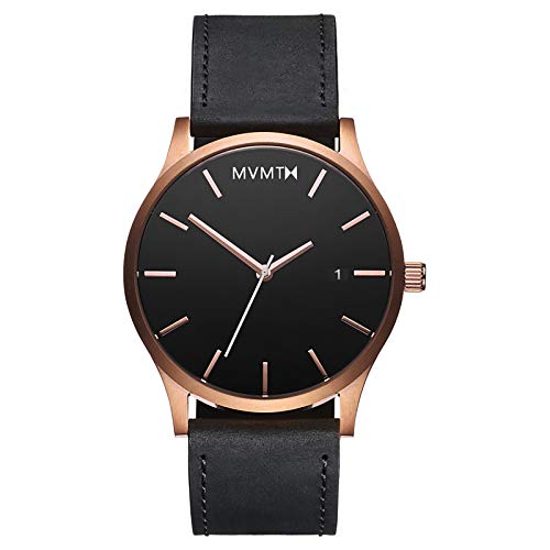 MVMT Men's Minimalist Vintage Watch with Analog Date | Rose Gold Black