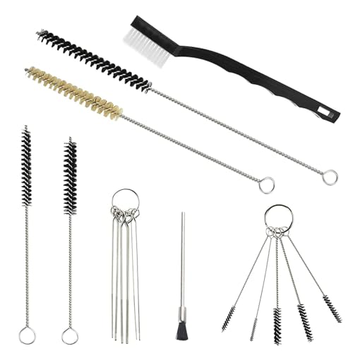 17 Stück Lackierpistolen Zubehör, Airbrush Reinigungsset Tragbare Spritzpistolen-Reinigungssets Airbrush-Teile Komplettes Düsen-Set mit Edelstahl-Bürsten-Set für Saubere Airbrush Farbspritzpistolen