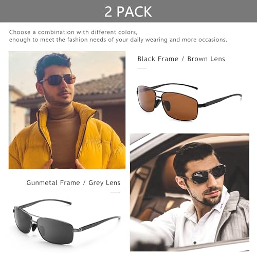 Image of SUNGAIT UV protection Ultra Lightweight Rectangular Polarized Sunglasses