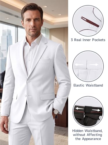 Image of Mens 2 Piece Suit Slim 2 Button Prom Suit Jacket Pants Tuxedo Set
