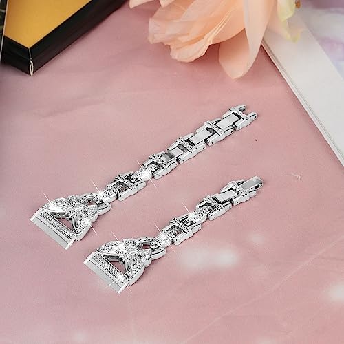 Gimuk Straps Compatible with Fitbit Versa 4/Sense 2 Strap for Women Metal Stainless Steel Wristband Adjustable Bling Diamond Replacement Strap Band Bracelet for Fitbit Versa 3/Sense (Silver) - Image 2