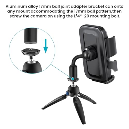 Adaptador vertical de 17mm rosca hembra 1/4 conector de aluminio para trípode selfie stick 6