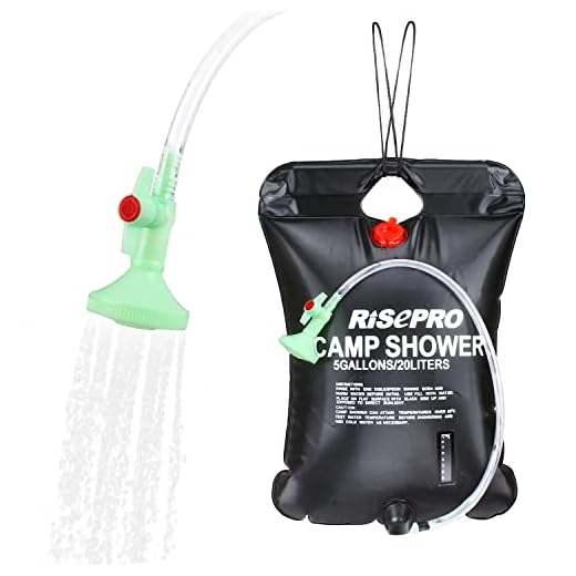 RISEPRO Solar Dusche Tasche, 5 Gallonen/20L Solar Heizung Camping Dusche Tasche mit Temperatur Hot Wasser 45 °C Wandern Klettern C1004