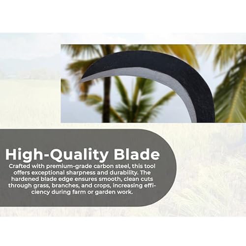 Image of QATHAAL Heavy Duty Agricultural Hand Tool for Harvesting, Farming & Gardening | Tempered Steel Coconut Plucker & Grass Sickle Head | Tree Branch Cutting, Crop Harvesting & Garden Maintenance