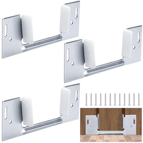 Nkiy Quen 3 Pack Jamb Mounted Pocket Door Guide Pocket Doors Bottom Guides Fit for 1-3/8 Inches Thick Replacement Pockets Door Floor Guide for Sliding Cabinet Closet Doors Repair