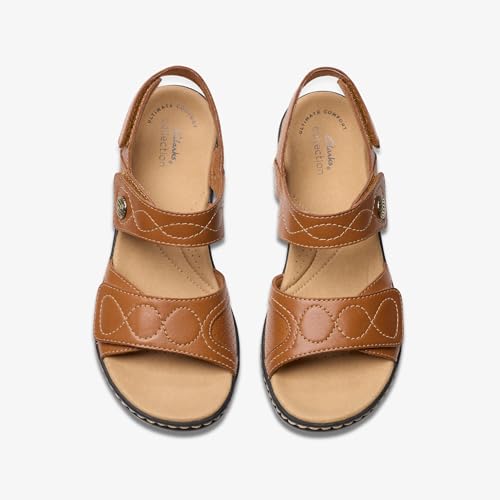 Clarks Clarks Collection Women's Leisa Meadow Sandal, Tan Leather, 9 W US