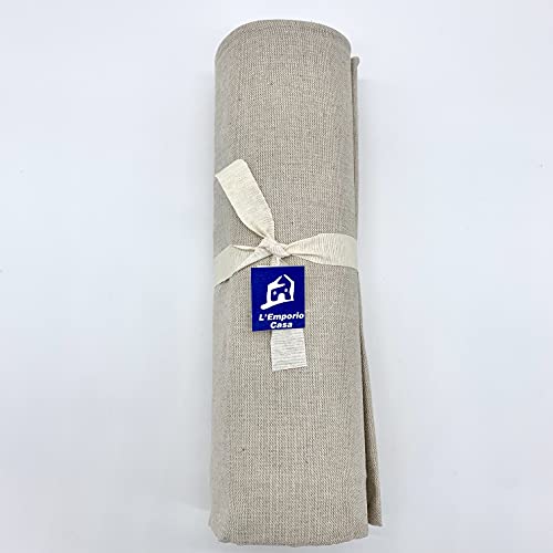 L'Emporio Casa Telo Copridivano Copriletto Tela Grossa Robusta Cotone in Panama 160X260-260x280-360x280 Misure Maxi Lenzuolo Copritutto Cotone Granfoulard Made Italy (NATURALE, 160X280)