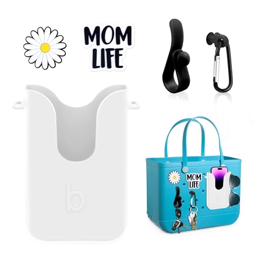 Silicone Phone Holder Compatible with Bogg Bag Phone Case Holder Charms Accessory for All Bogg Bags and Beach Bag Phone Holder Attachment for Beach Tote Bags With 2Pcs Charms & 2Pcs Key Hooks