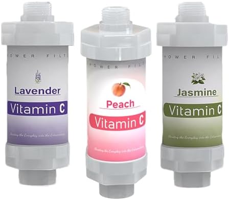 3 Pack Vitamin C Shower Head Filter for Hard Water Filter Bathtub Shower Aromatherapy Replacement Cartridge Bathroom Accessories Remove Chlorine Fluoride Heavy Metals Peach Jasmine Lavender image 5