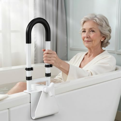 Adjustable Bathtub Safety Rail, Bathtub Handle Grab Bar with Non-Slip Grip for Seniors, Elderly, Fits 3.1 to 6.7 Inch Tub Walls, Supports 300 lbs - Image 6