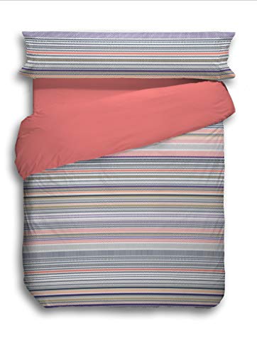 Stilia Juego 3 Piezas Nórdica, Edredón + Funda De Almohada + Sábana Bajera Ajustable, Zoe (Cama 135 Cm (220 X 240 Cm), Coral)