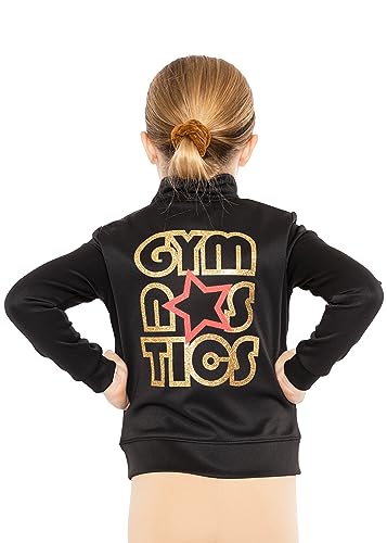 STRETCH IS COMFORT Girl's Gymnastics Black Jacket|Gold Coral Small