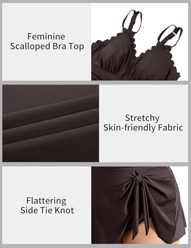 Image of Charmo Plus Size Swimsuit for Women Swim Dress Scalloped One Piece Tummy Control Bathing Suit Ruched Swim Suits 2026