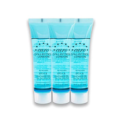 Bath & Shower Gel Tubes Suitable for Sensitive Skin Refreshing Bath & Shower Gel Body Wash for Normal Dry Skin Euro 25 mil Tubes for Hotels B&B & Guest House Europlash Pack of 25