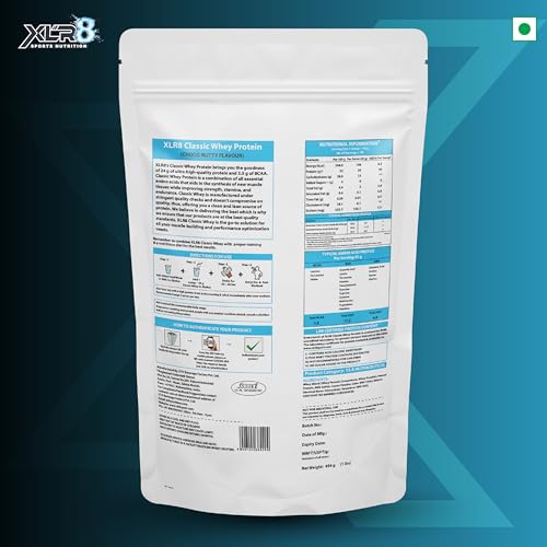 Image of XLR8 Classic Whey Protein Powder, 24 g Protein, 5.5 BCAA, No Maltodextrin (454 g Choco Nutty)