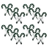 Ipetboom 12 Stück Teiliges Weihnachts Candy Cane Besteckhalter aus Wiederverwendbarem Stoff Grün Festliche Utensilienhüllen für Stilvolle Tischdekoration und Praktische Organisation bei