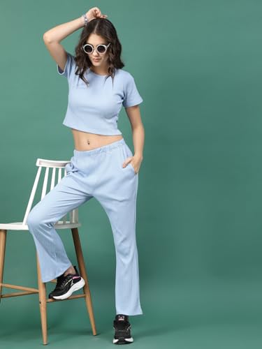 Image of Rigo Cotton Co-ord Set for Women | Round Neck, Slim Fit Tracksuit Co-ords Set for Women | Stylish Dresses for Women | Casual Wear, Beach Wear, Vacation Wear Outfit for Women