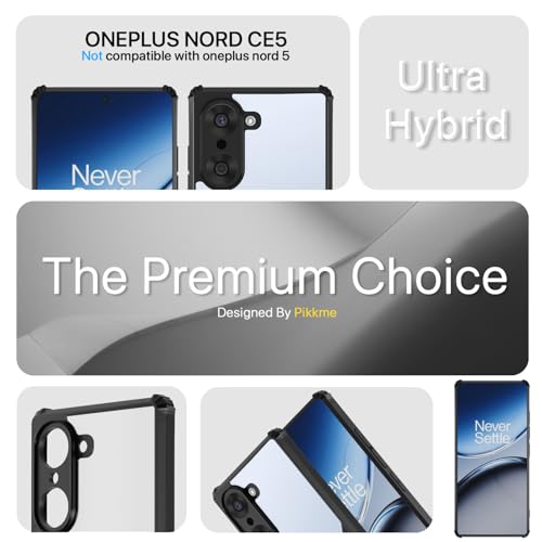 Image of Pikkme Back Cover for OnePlus Nord Ce 5 5G | Ultra Hyrbid | Full Camera Protection | Raised Edge | Crystal Clear Transparent Bumper Case (Black)