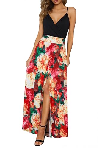 Image of Newshows Women's 2026 Lightweight Summer Wedding Guest Beach Vacation Casual V Neck Split Flowy Maxi Dress