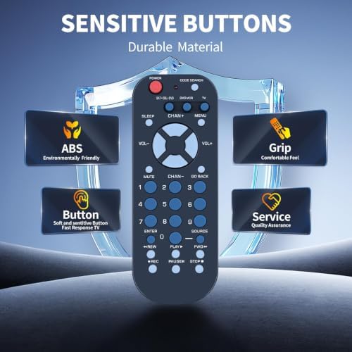 3-Device Palm-Sized Remote Control Replacement for RCA, RCR503BE Universal for Most Major Remote Brands TV, DVD or VCR, Satellite Receiver, Cable Box, Digital TV Converter - 5