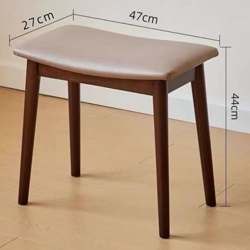 Taburete bajo minimalista en madera maciza marrón con acabado premium 3