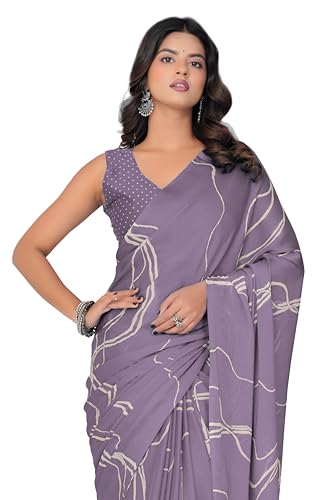 Image of MIRCHI FASHION Saree for Woman Chiffon Georgette Geometric Printed | Lightweight Farewell and Women's Office Sari with Blouse Piece