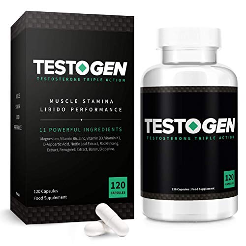 TestoGen Triple-Action Testosterone Booster with Powerful Natural Ingredients, Helps Improve Stamina, Strength