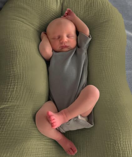 Image of guruixu Muslin Baby Lounger Cover 2 Pack, 100% Cotton Infant Lounger Cover, Soft & Breathable Replacement Slipcover, Compatible with Snuggle Me Newborn Lounger (Olive,Olive Check)