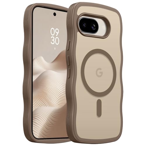 BENTOBEN for Google Pixel 9a Case [Compatible with MagSafe] Cute Curly Wavy Anti-Slip Bumper Magnetic Matte Slim Thin Women Girls Boys Protective Phone Cover for Google Pixel 9a 6.3', Desert Titanium