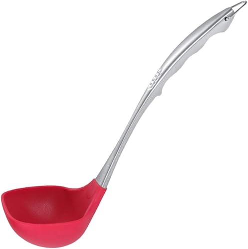 Hemoton Cucharón de sopa Cucharón de cocina de silicona de acero inoxidable Cuchara de servir Cuchara de sopa Cuchara de sopa para salsa de chile y