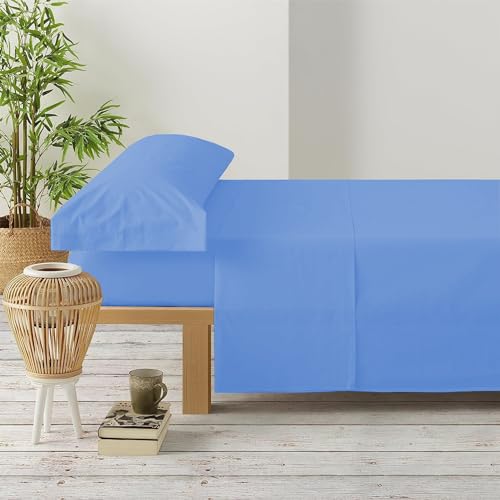 GREATOYAR Juego de Sábanas, Set de Sabanas con 3 Piezas, 1 Sábana Bajera, 1 Sábana Encimera y 1 Funda de Almohada Larga, 3 Piezas, 100% Poliéster, para Cama 90x190cm, para Cama 90x200cm, Azul Claro
