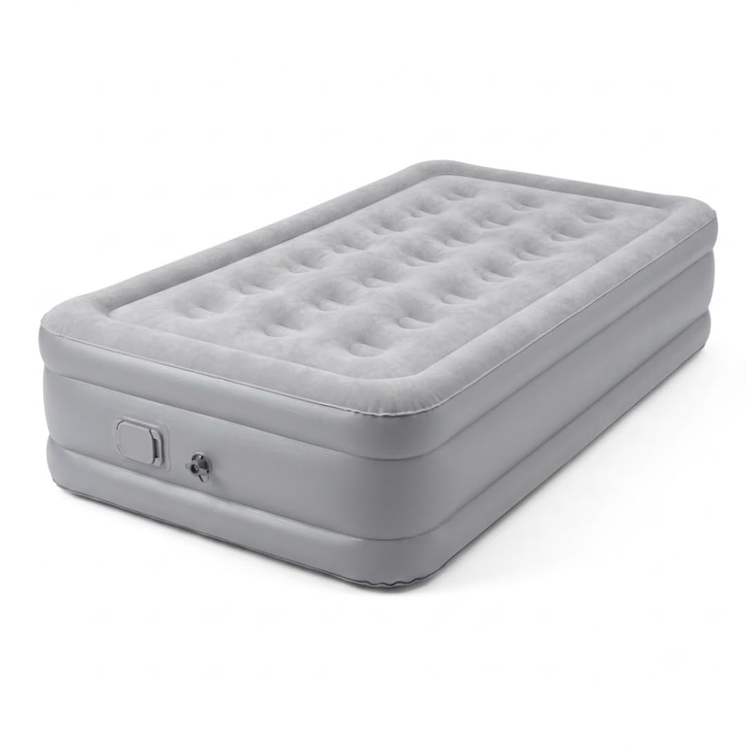 Drumstone Single-Size Inflatable Air Bed – Elevated 40 cm Blow-Up Mattress with Automatic Rechargeable Air Pump | Portable PVC Sleeping Pad with Flocked Top for Home, Camping, Guests & Travel-image-25