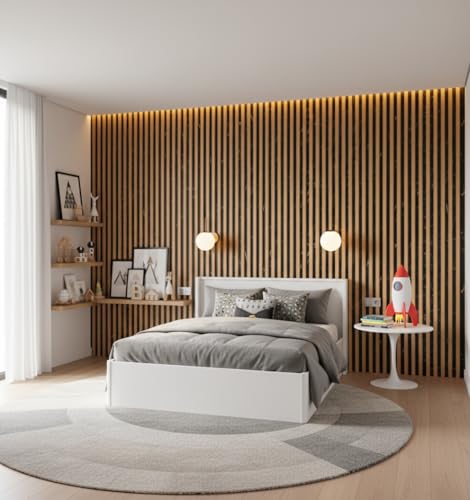 Image of Luxury Black & Gold Louver Wooden wallpepar for wall Home & Office Self-Adhesive, Waterproof PVC Wall Sticker for Living Room TV Unit Background & Bedroom Accent Wall (45X300 CM)