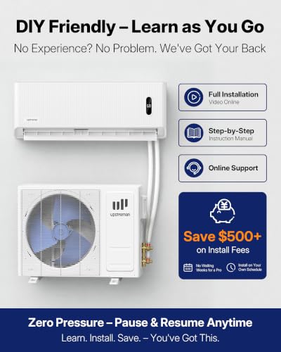 Image of Upstreman 12,000 BTU DIY Mini Split AC & Heat Pump 230V, No Vacuum Required
