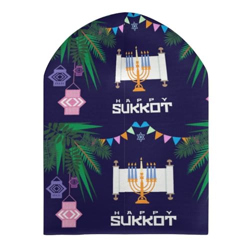 Happy Sukkot Kids Beanie Hat for for Girls Boys Children Cap Winter Knitted Chemo Cancer Headwear Accessories Gifts Decoration Black3