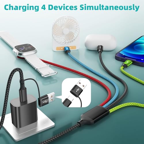 Image of Dual IP Multi Charging Cable with iWatch Charger, 2 Pack 5FT Travel