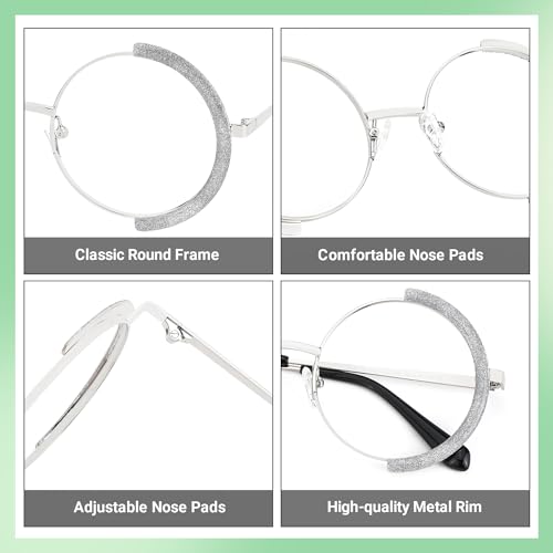 Image of Zeelool Vintage Metal Round Eyeglasses Frame for Women with Non-prescription Clear Lens ZJGM351423