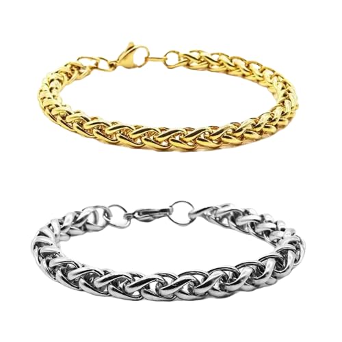 MEENAZ Bracelets for Men Boys | Fashion Silver Bracelet for Men combo | 2 Chain bracelet for boys | Stainless Steel Bracelet for Men black gold bracelet for men Stylish Link chains mens bracelet -M392 (B0CK5VC4NX) Amazon Price History, Amazon Price Tracker
