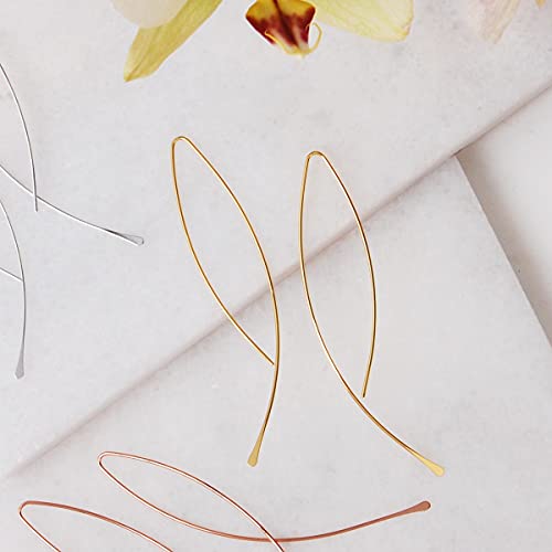 Upside Down Hoop Earrings - Hypoallergenic Lightweight Wire Needle Drop Dangle Threader Hoops for Women, Safe for Sensitive Ears - Plated in 925 Sterling Silver or 18k Gold3