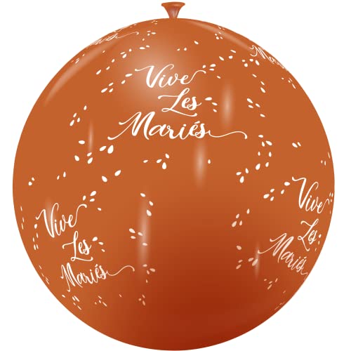 1 Ballon géant mariage 'vive les mariés' Terracotta en latex 80/100 cm REF/11975 Fabrication française