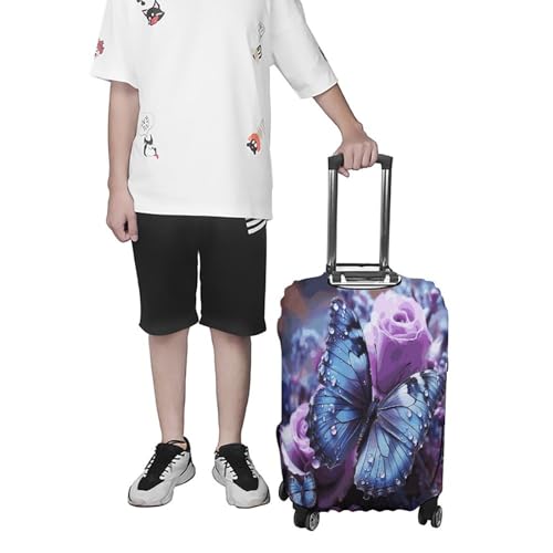 Housse de valise élastique violette et blanche taille M en polyester résistant - 7