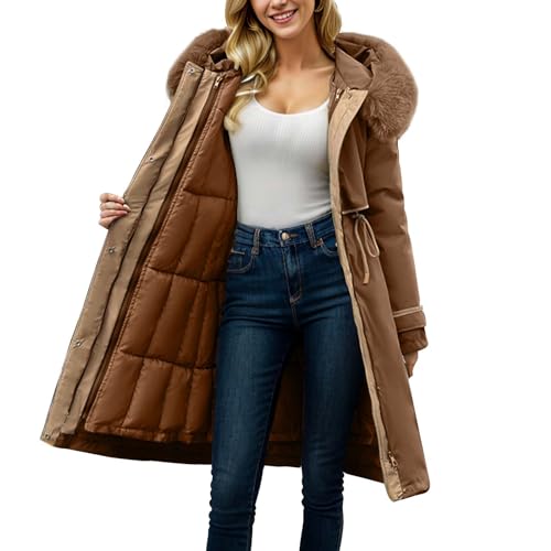 Manteau d'hiver long à capuche pour femme veste matelassée