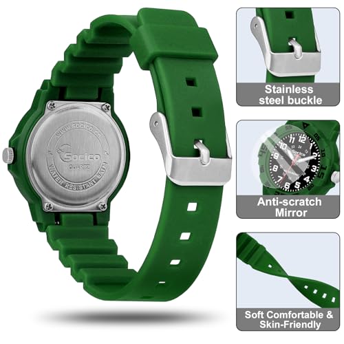 SOCICO Children Analog Watch for Boys Girls Waterproof Time Teaching Watch with Soft Band, Learning Time Wrist Watch Easy to Read Christmas Gifts for Kids Ages 3-12 Great Gifts3
