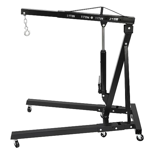 2 - Ton Capacity Folding Hydraulic Crane with 6 Wheels & 6.89 - ft Height for Engine Hoist - Ideal for Heavy - Duty Lifting