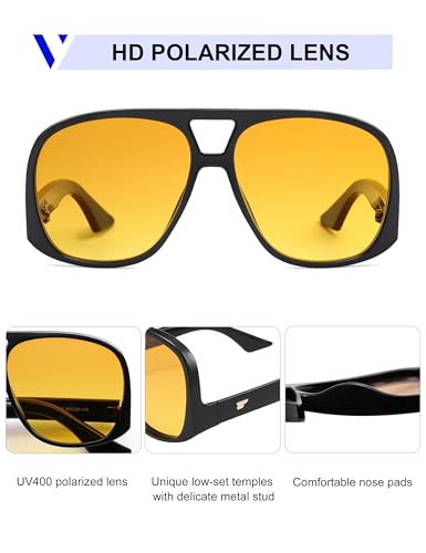 VANLINKER Oversized Aviator Polarized Sunglasses for Women Men Retro Square Eyewears Vintage 70s Style Low-Set Temples VL98224